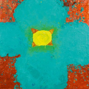 Judy Ledgerwood – Lotus Milk, 2012, Enkaustik auf Holz, 127 x 127 cm © Häusler Contemporary